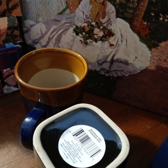 NWOT Royal Norfolk Square Two-Tone Flare Rim Stoneware 14oz Coffee Mug Set of 4 - Picture 8 of 9